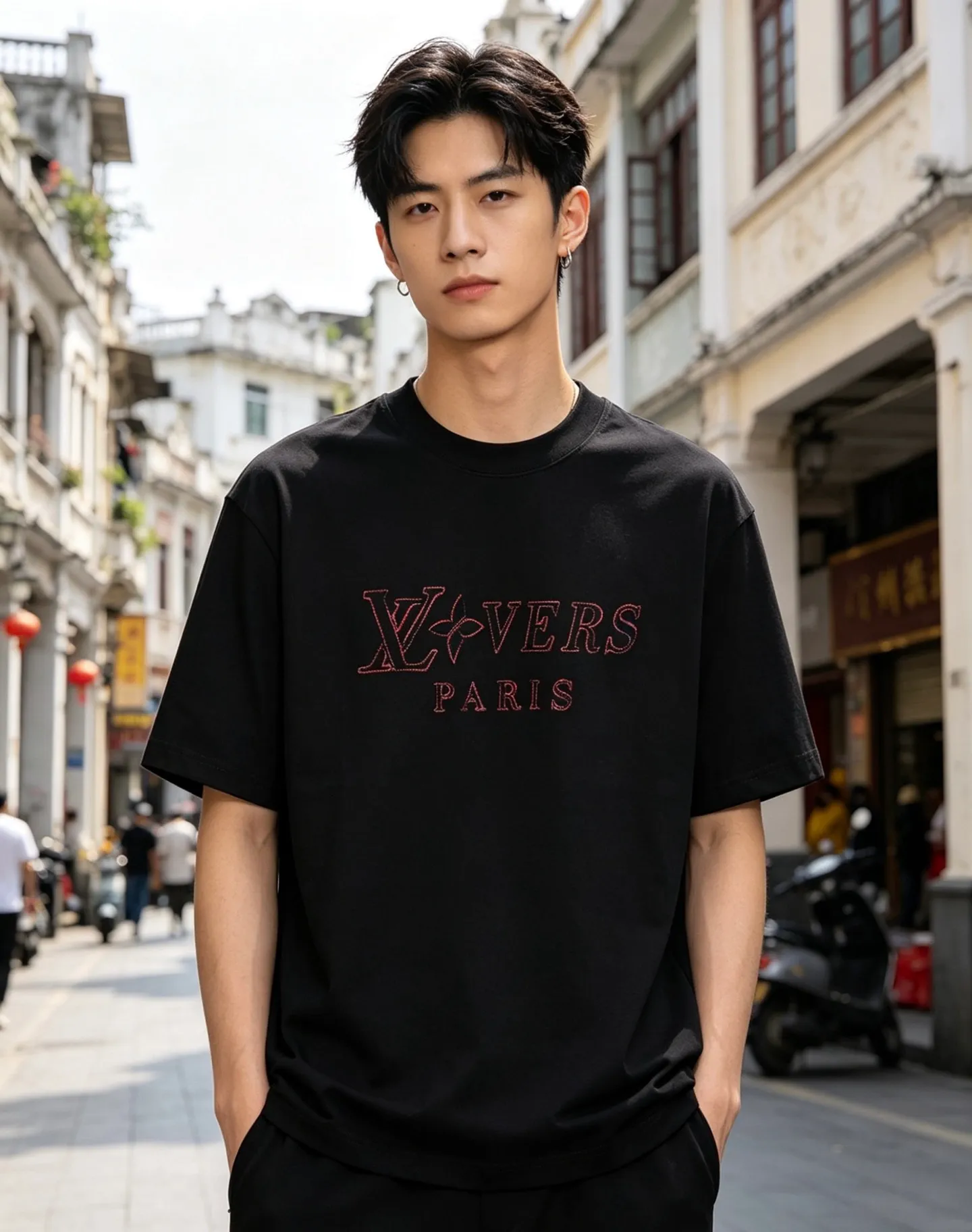 Louis Vuitton/Louis Vuitton colorful logo embroidered short sleeves